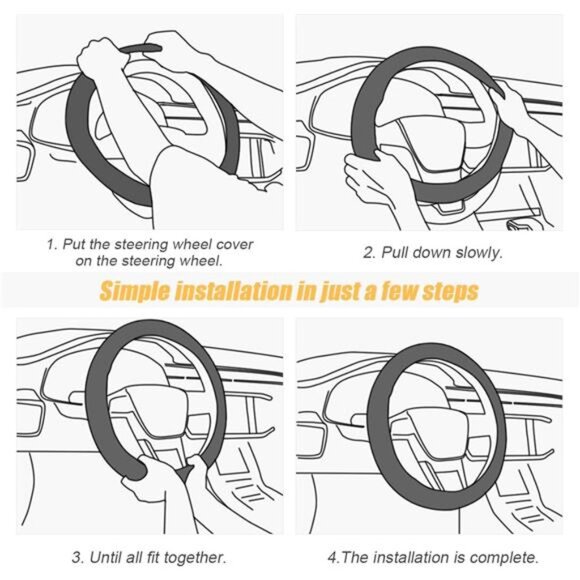 Carbon Fiber Car Steering Wheel Cover, Universal 15 inch Breathable Anti Slip - Picture 4 of 7